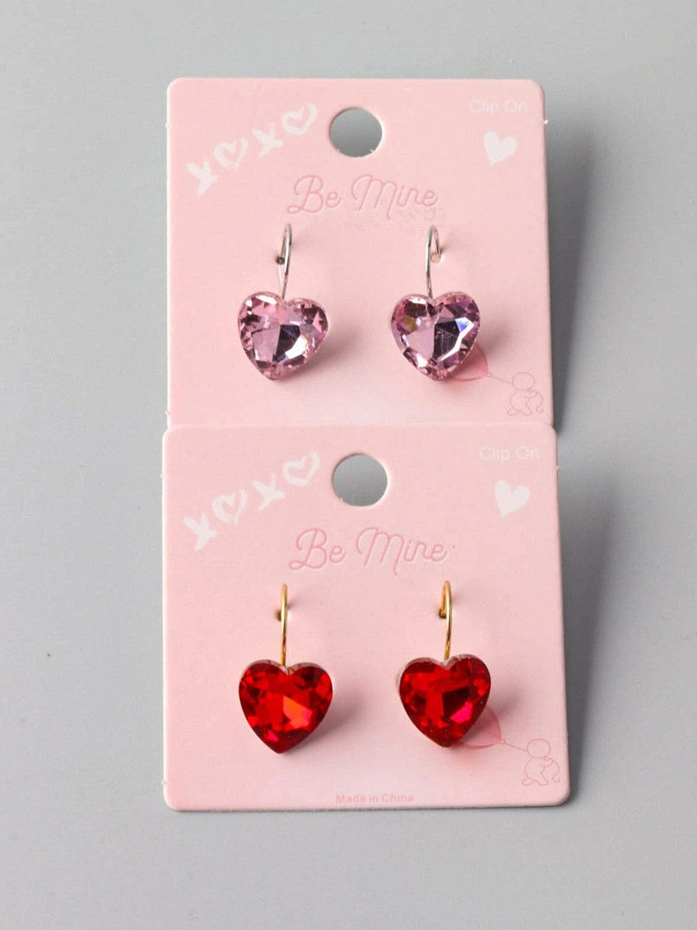 FASHION RED & PINK HEART EARRINGS