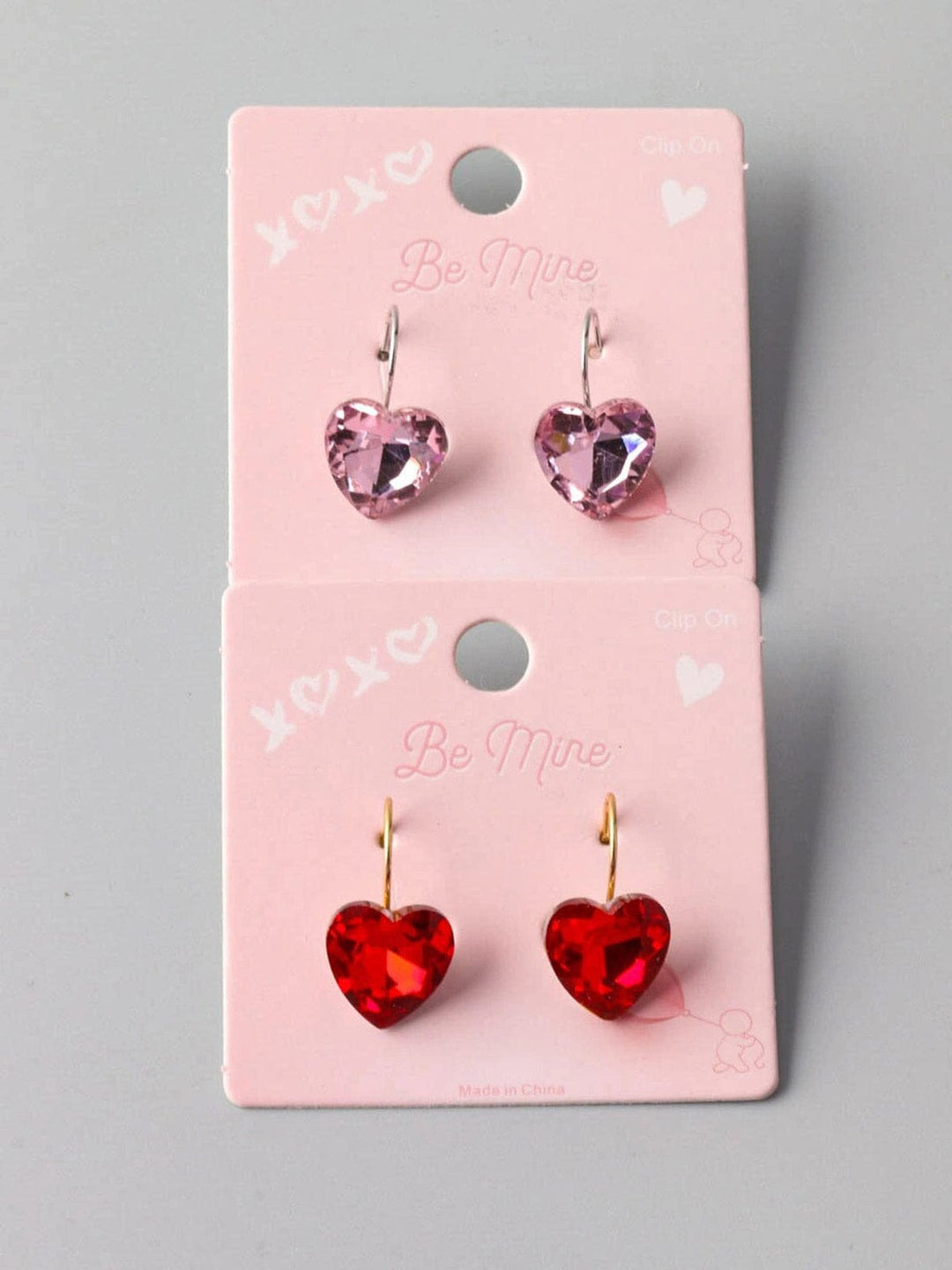 FASHION RED & PINK HEART EARRINGS