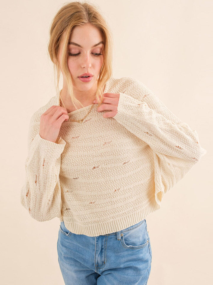 WOMEN'S LONG SLEEVE LOOSE FIT KNIT TOP