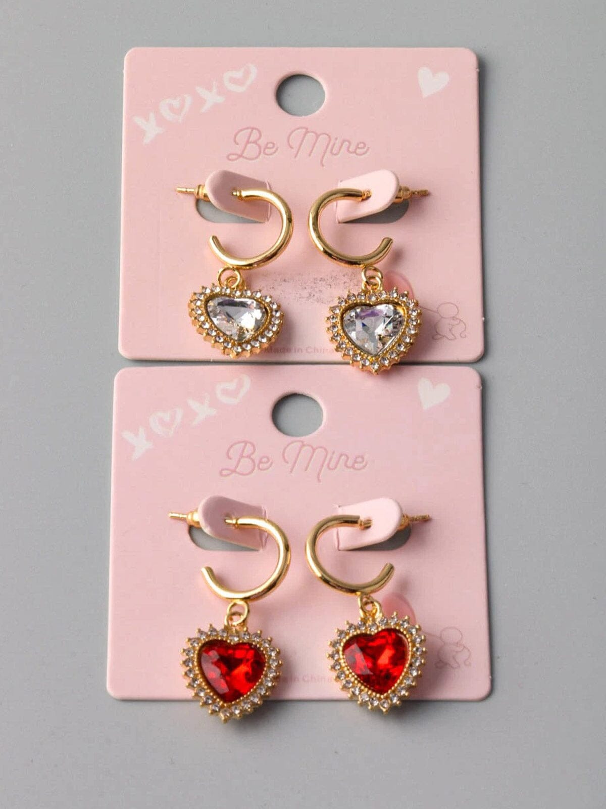 FASHION ASSORTED COLORS HEART PENDANT EARRINGS