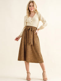 WOMEN'S ELASTIC WAIST SELF TIE ANIMAL PRINT MISI SKIRT