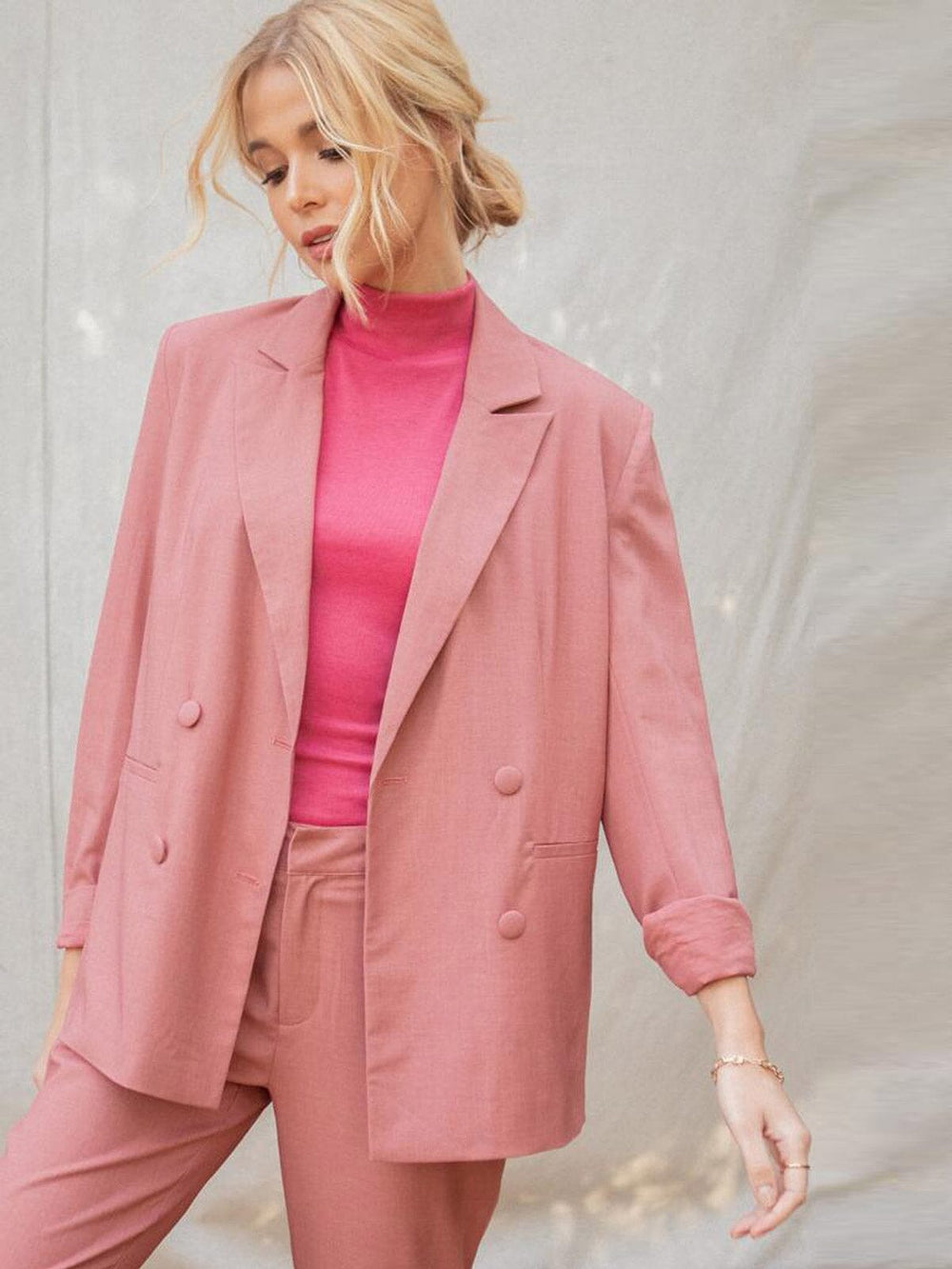 WOMEN'S LONG SLEEVE BUTTON DETAILED POCKETS JACKET