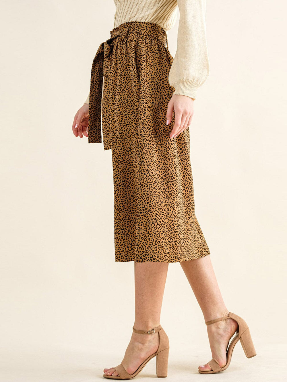 WOMEN'S ELASTIC WAIST SELF TIE ANIMAL PRINT MISI SKIRT
