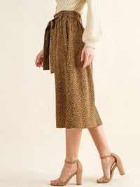 WOMEN'S ELASTIC WAIST SELF TIE ANIMAL PRINT MISI SKIRT