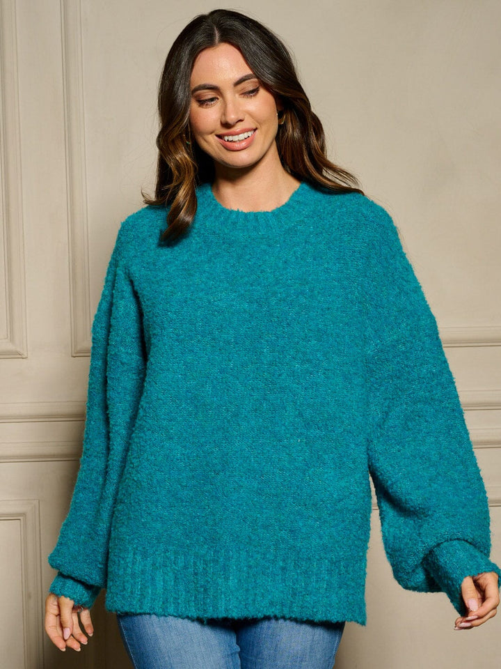 WOMEN'S LONG BALLON SLEEVE PULLOVER SWEATER