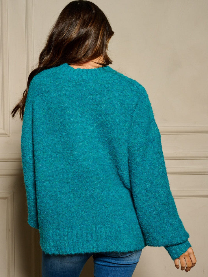 WOMEN'S LONG BALLON SLEEVE PULLOVER SWEATER