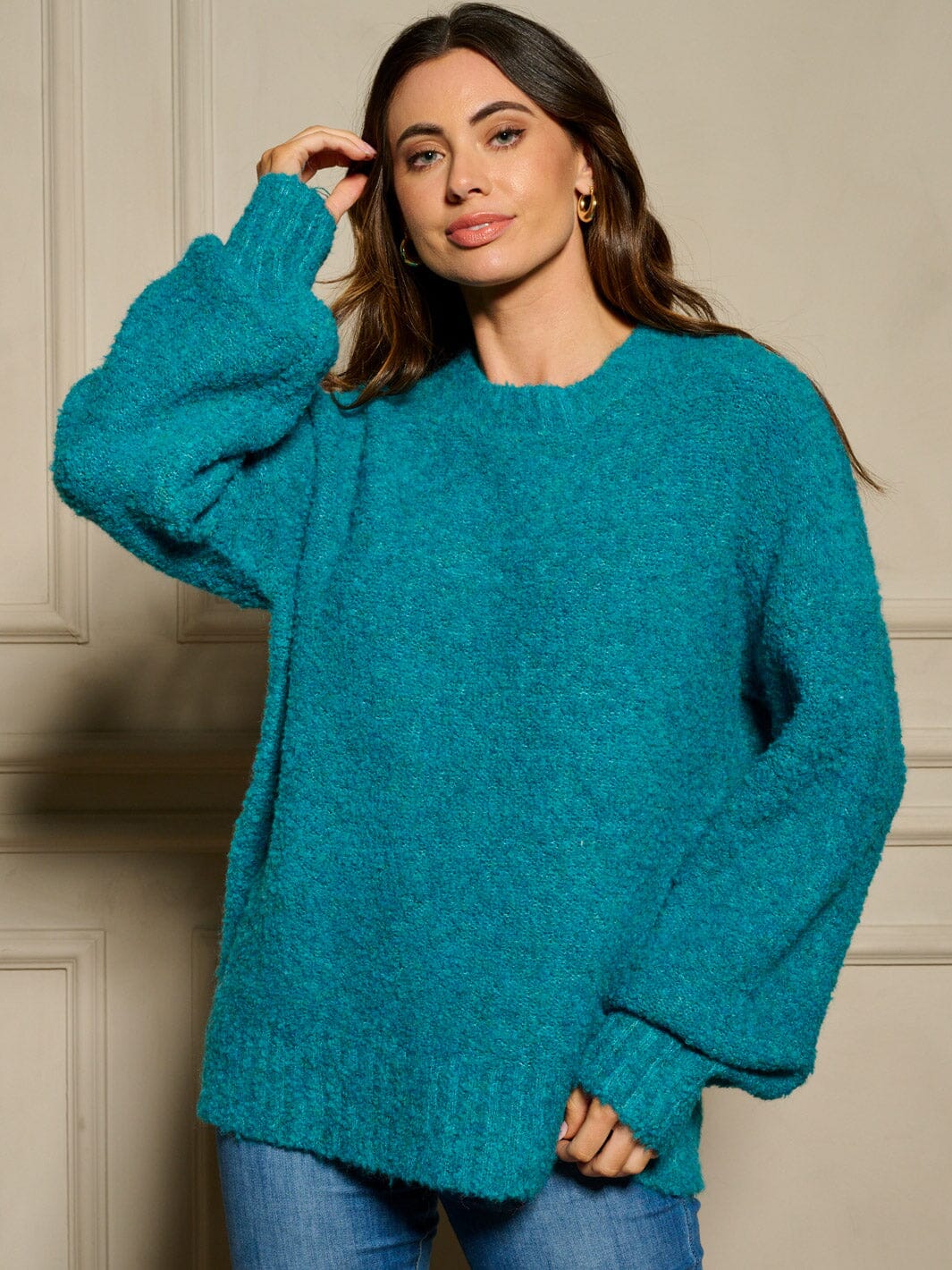 WOMEN'S LONG BALLON SLEEVE PULLOVER SWEATER