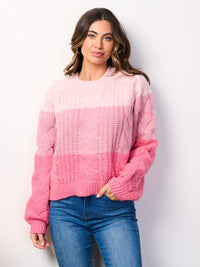 WOMEN'S LONG SLEEVE COLORBLOCK KNITTED PULLOVER SWEATER