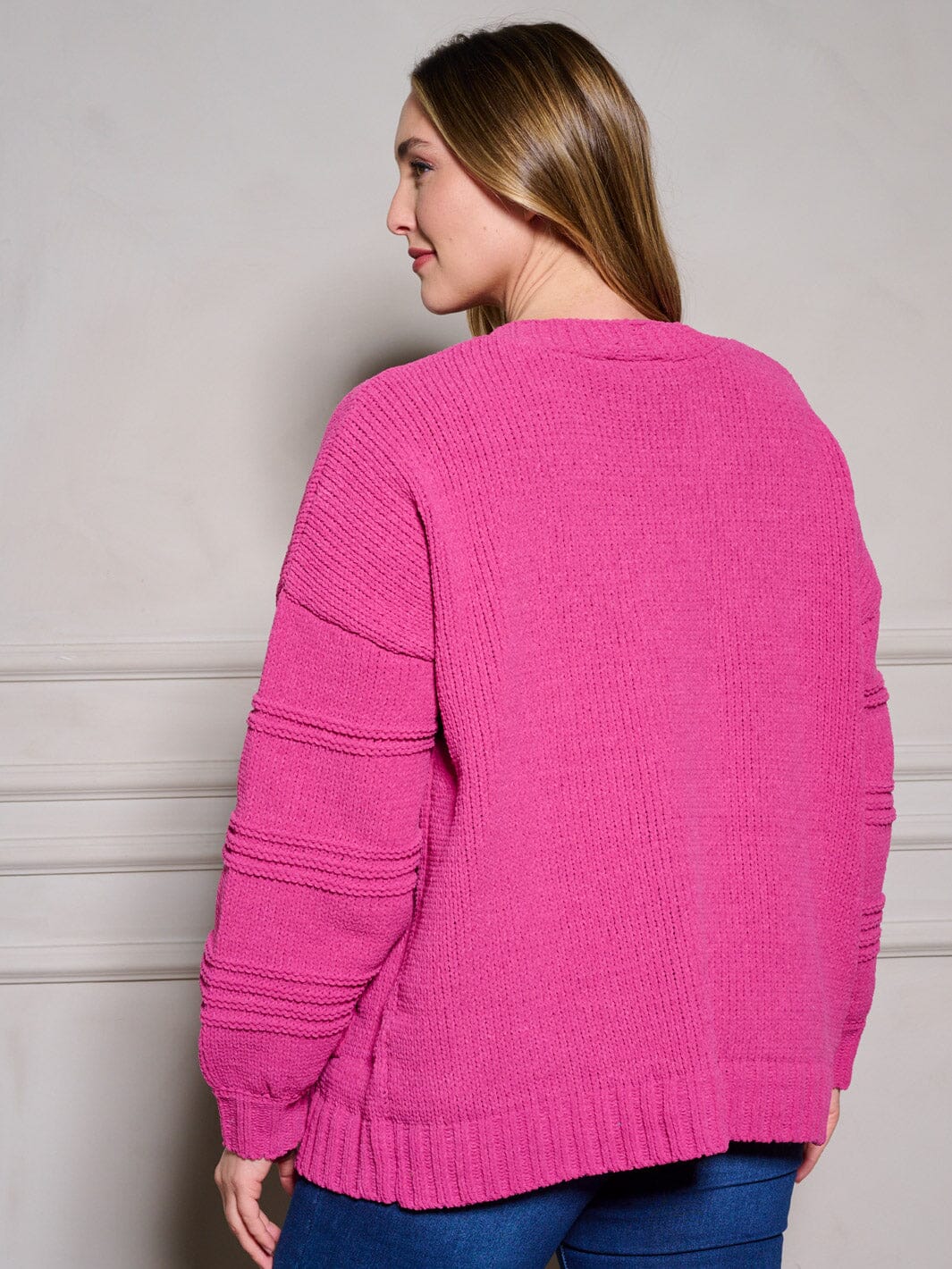 PLUS SIZE LONG SLEEVE POCKETS OPEN FRONT KNIT CARDIGAN