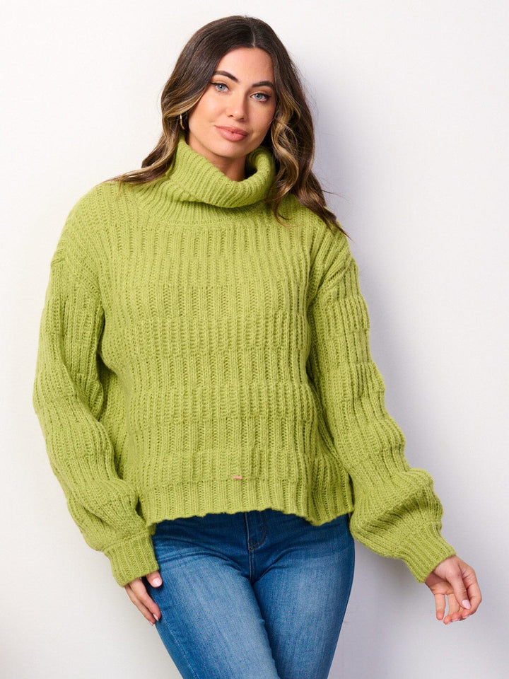 WOMEN'S LONG SLEEVE TURTLE NECK PULLOVER SWEATER