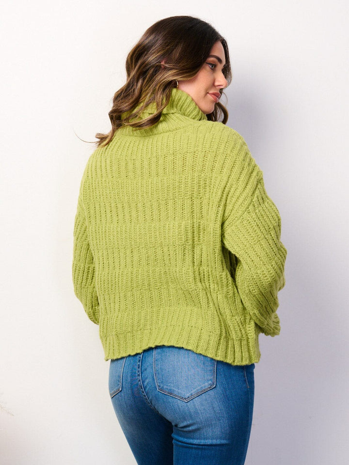 WOMEN'S LONG SLEEVE TURTLE NECK PULLOVER SWEATER