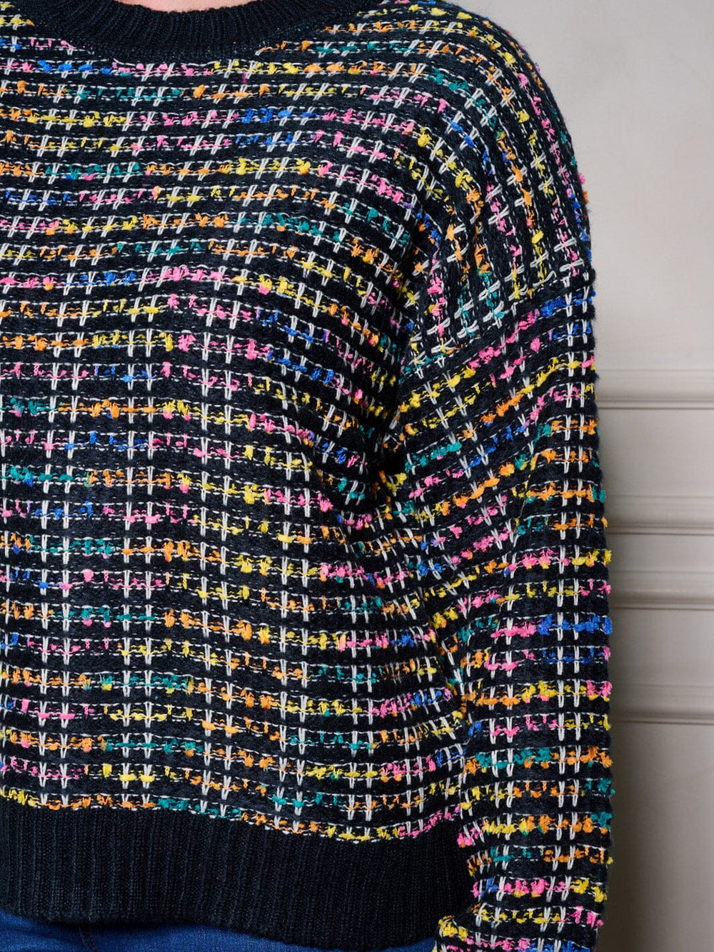 PLUS SIZE LONG SLEEVE MULTI COLORS PULLOVER SWEATER