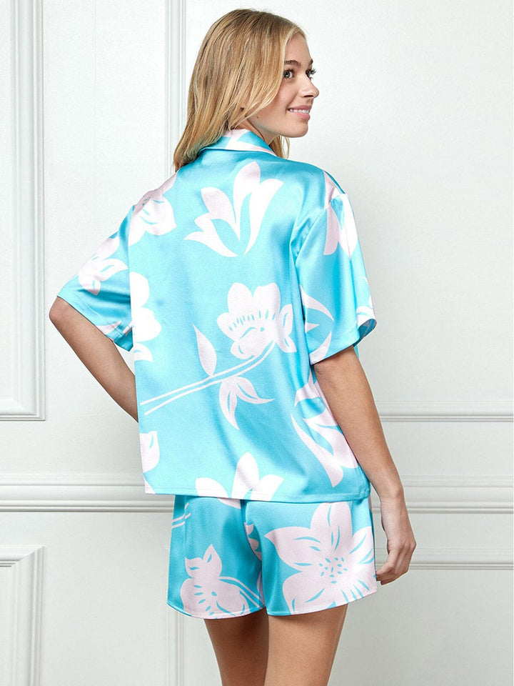 WOMEN'S SLEEVELESS CROP TOP WITH BUTTON UP BLOUSE & SHORTS FLORAL 3PC.SET