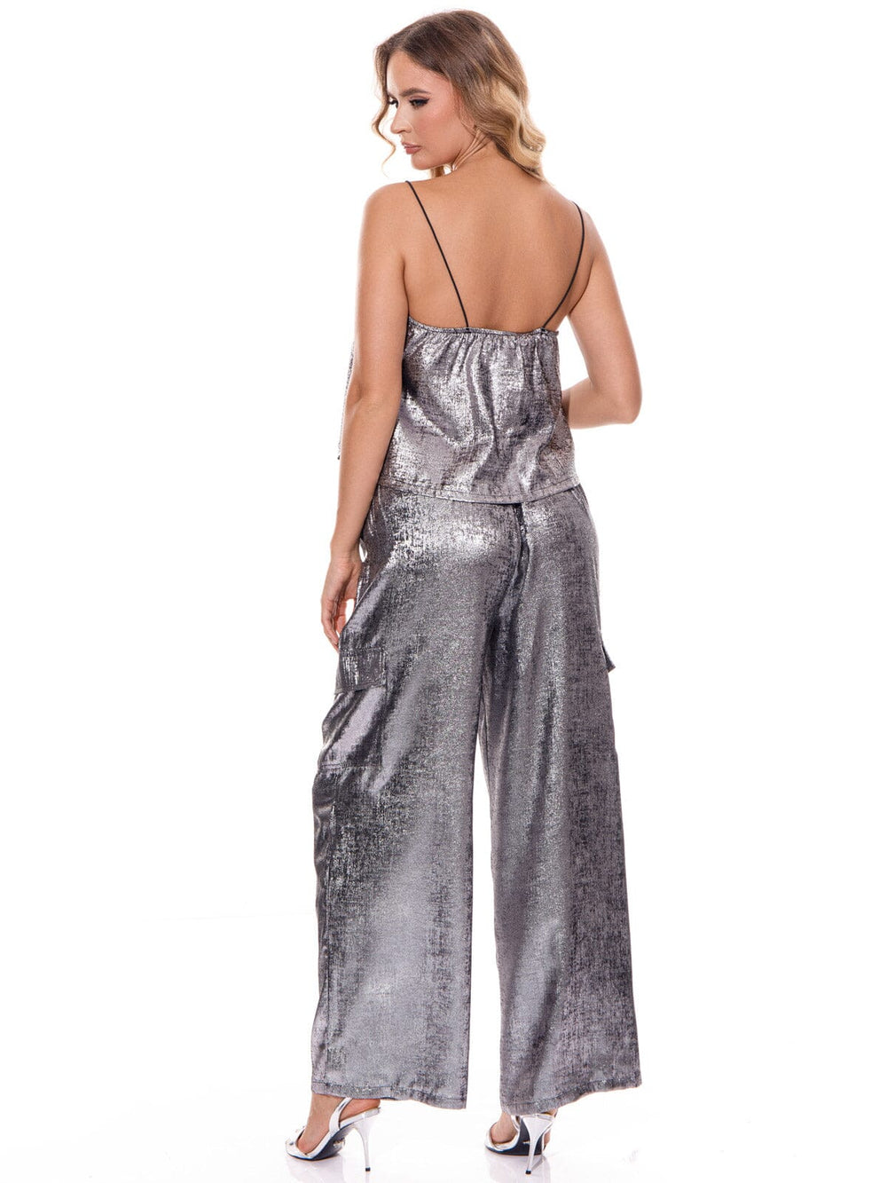 WOMEN'S SLEEVELESS TANK TOP & WIDE LEG PANTS SHIMMER 2PC. SET