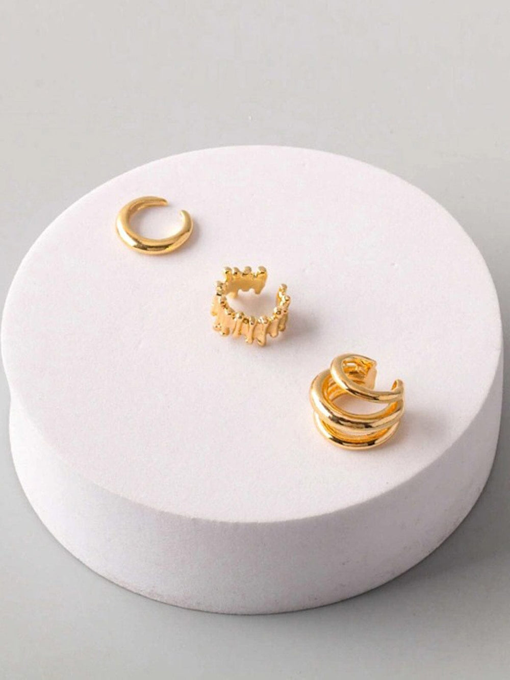 FASHION GOLD & SILVER SMALL HOOPS 3PC. SET EARRINGS