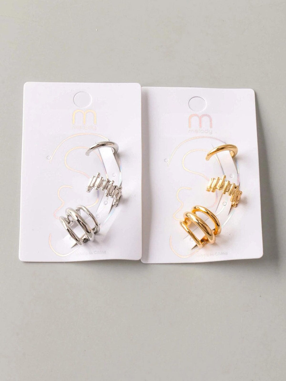 FASHION GOLD & SILVER SMALL HOOPS 3PC. SET EARRINGS