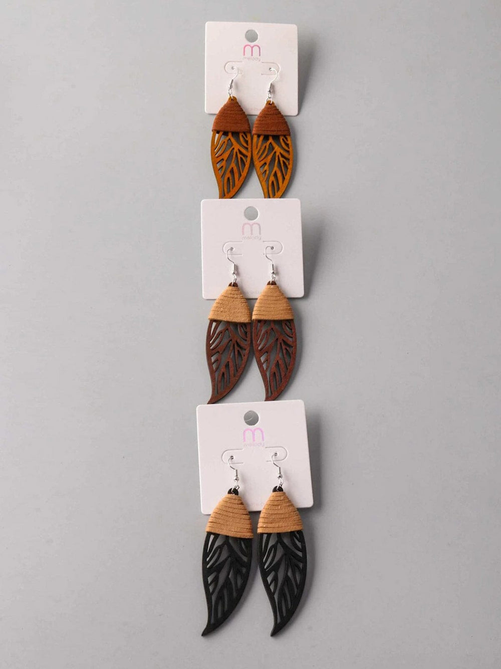 FASHION ASSORTED COLORS LEAF EARRINGS