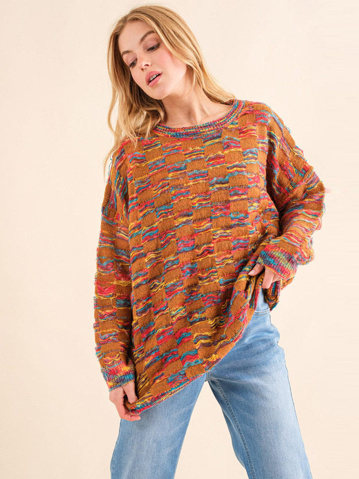 WOMEN'S LONG SLEEVE MULTI KNIT PULLOVER SWEATER