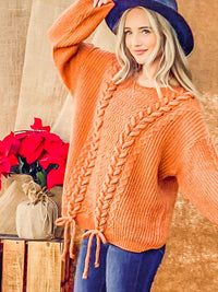 WOMEN'S LONG SLEEVE CABLE KNIT PULLOVER SWEATER