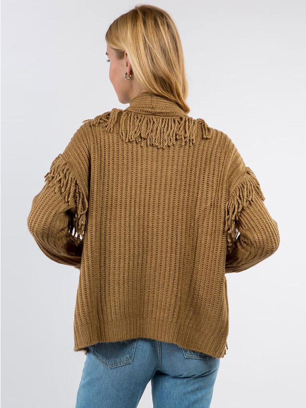 WOMEN'S LONG SLEEVE OPEN FRONT DETAILED CARDIGAN