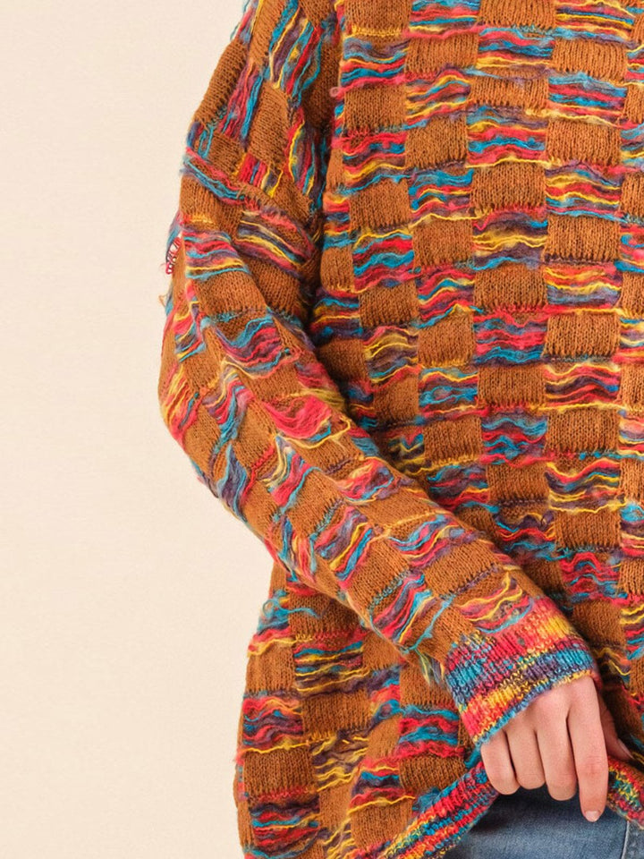 WOMEN'S LONG SLEEVE MULTI KNIT PULLOVER SWEATER