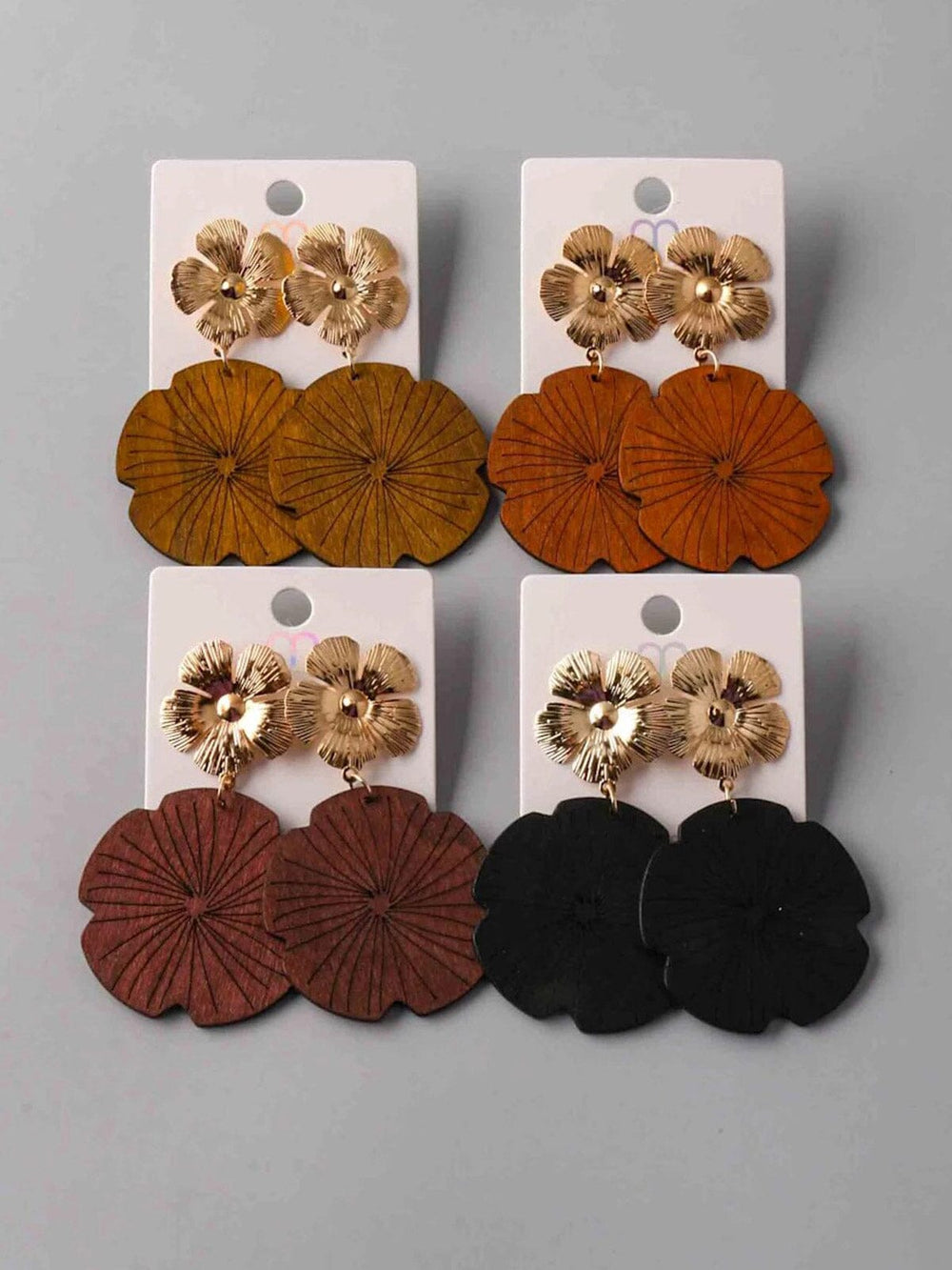 FASHION ASSORTED COLORS FLOWER EARRINGS