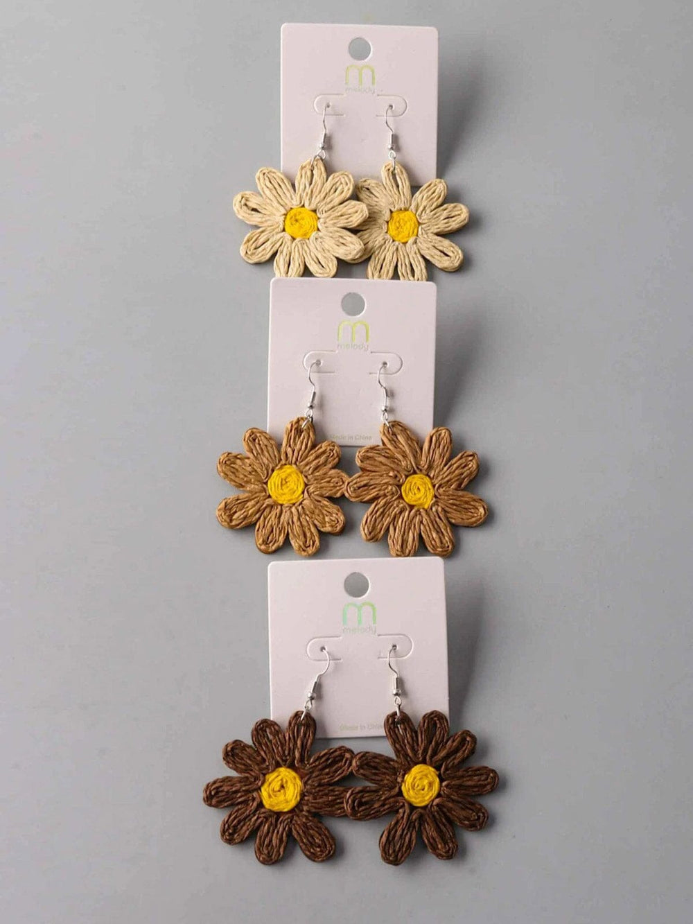 FASHION ASSORTED COLORS FLOWER EARRINGS