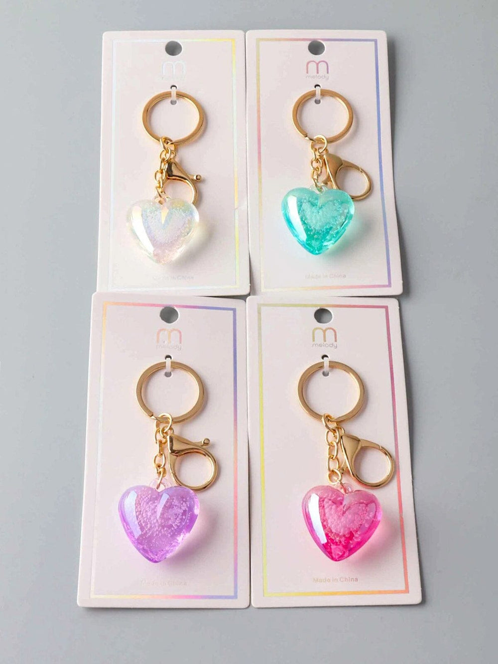 FASHION ASSORTED COLORS HEART PENDANT KEYCHAIN