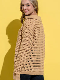 WOMEN'S LONG SLEEVE V-NECK LOOSE FIT KNIT TOP