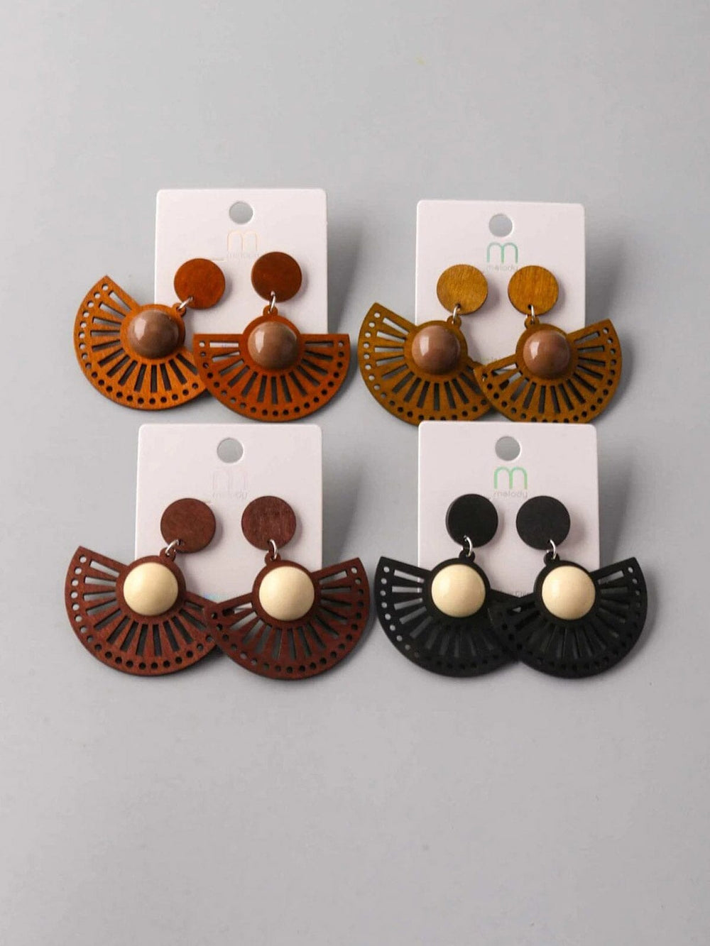 FASHION ASSORTED COLORS FAN EARRINGS
