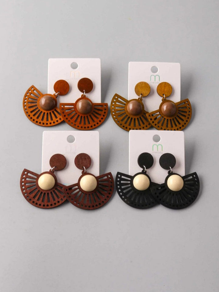 FASHION ASSORTED COLORS FAN EARRINGS
