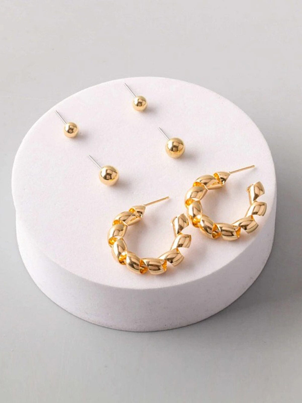 FASHION GOLD & SILVER 3PC. SET EARRINGS
