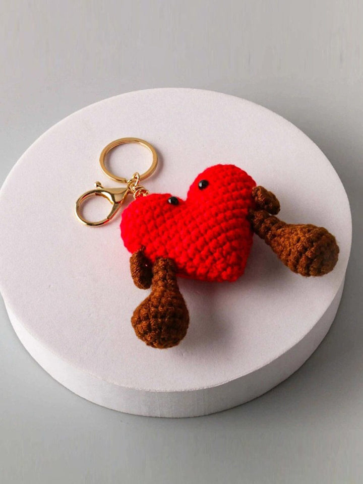 FASHION KNITTED HEART PENDANT KEYCHAIN