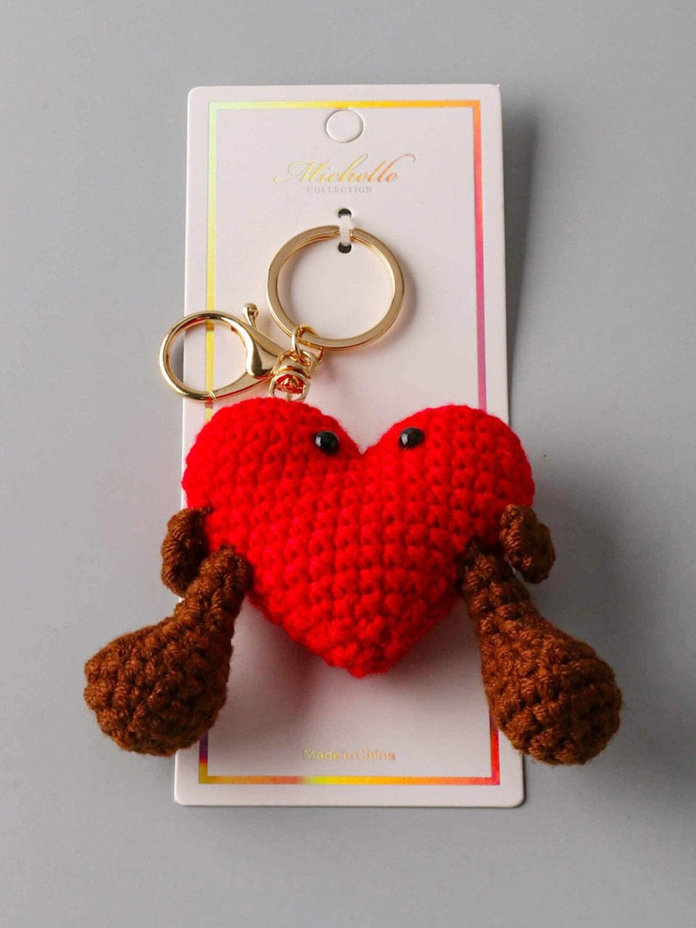 FASHION KNITTED HEART PENDANT KEYCHAIN