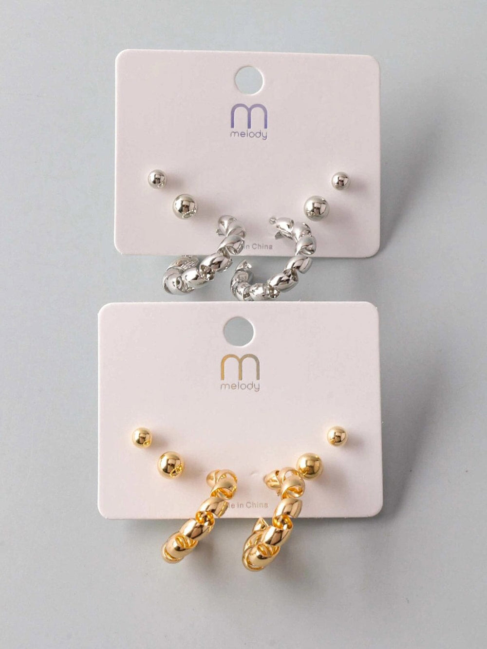 FASHION GOLD & SILVER 3PC. SET EARRINGS