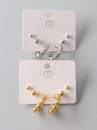 FASHION GOLD & SILVER 3PC. SET EARRINGS