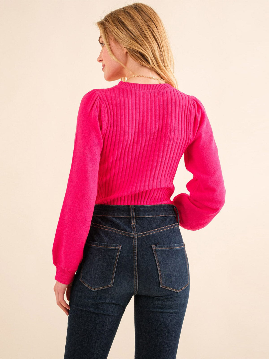 WOMEN'S LONG SLEEVE V-NECK BUTTON UP KNIT BODYSUIT