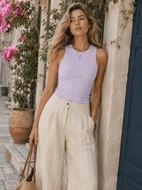 WOMEN'S SLEEVELESS RIBBED TANK TOP