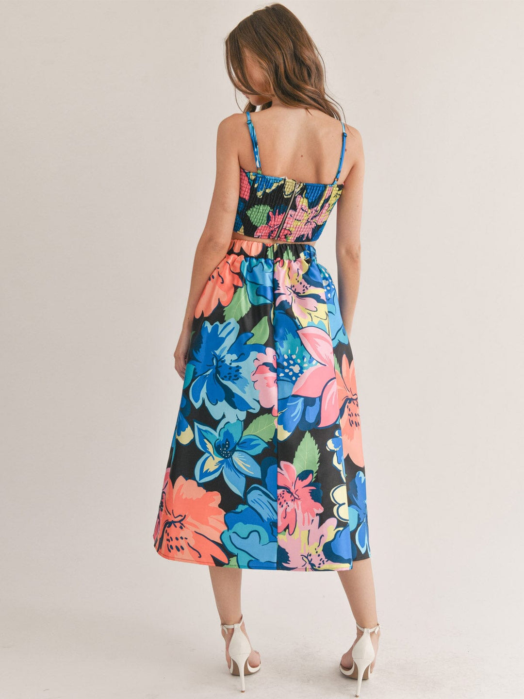 WOMEN'S SLEEVELESS CROP TOP & MAXI SKIRT FLORAL 2PC. SET