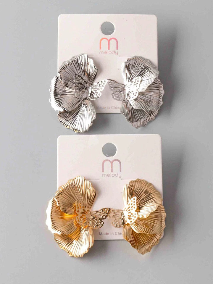 FASHION GOLD & SILVER BUTTERFLY EARRINGS