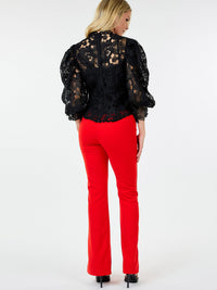 WOMEN'S ZIP UP FRONT SLIT WIDE LEG PANTS