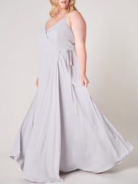 PLUS SIZE SLEEVELESS SURPLICE OPEN BACK MAXI DRESS