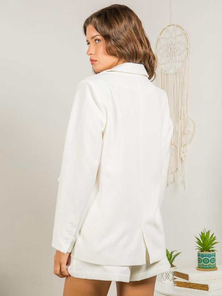 WOMEN'S LONG SLEEVE BLAZER & BELTED SHORTS 2PC. SET