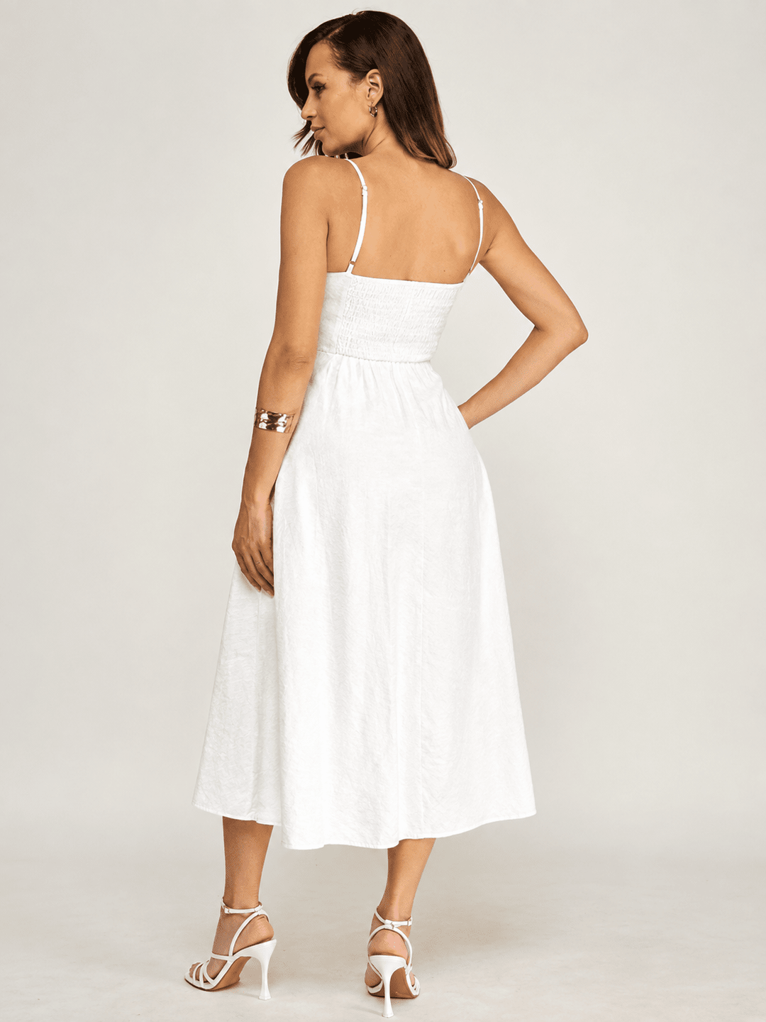 *******WOMEN'S SLEEVELESS V-NECK BELTED FRONT SLIT MAXI DRESS