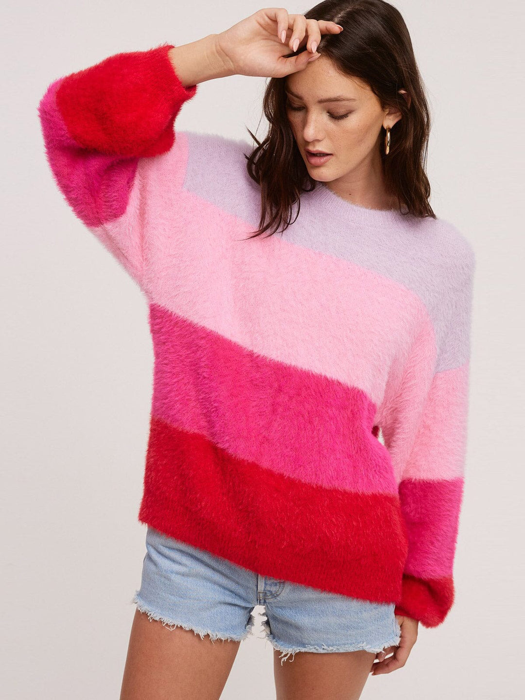 WOMENS LONG SLEEVE PULLOVER COLORBLOCK SWEATER