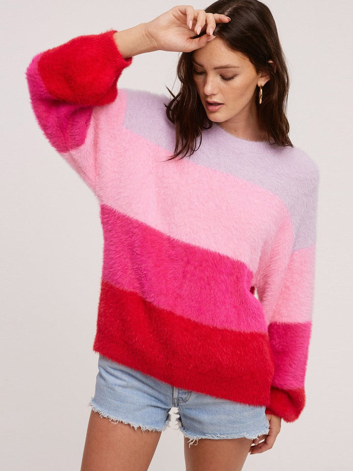 WOMENS LONG SLEEVE PULLOVER COLORBLOCK SWEATER