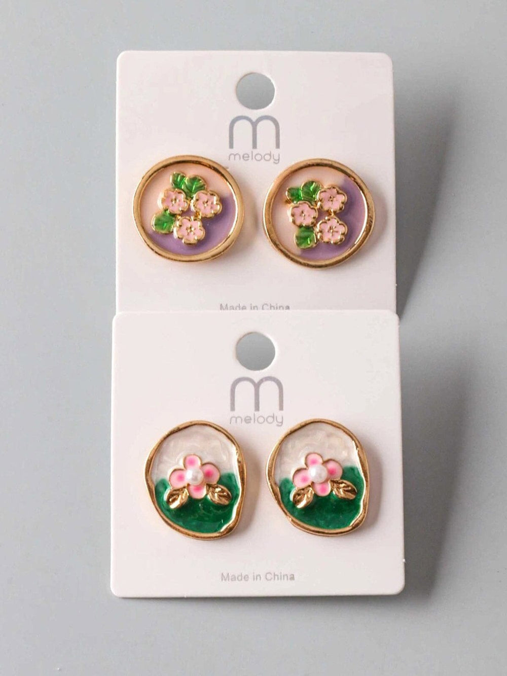 FASHION ASSORTED COLORS FLOWER EARRINGS