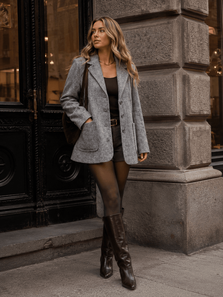 WOMEN'S LONG SLEEVE BUTTON CLOSURE FRONT POCKETS COAT