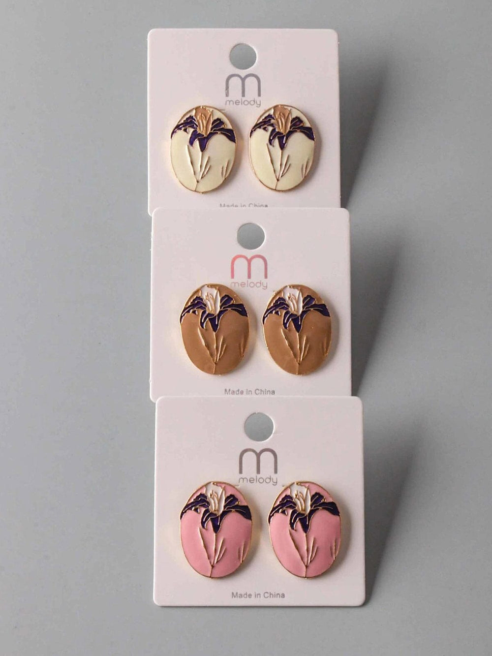 FASHION ASSORTED COLORS FLOWER EARRINGS