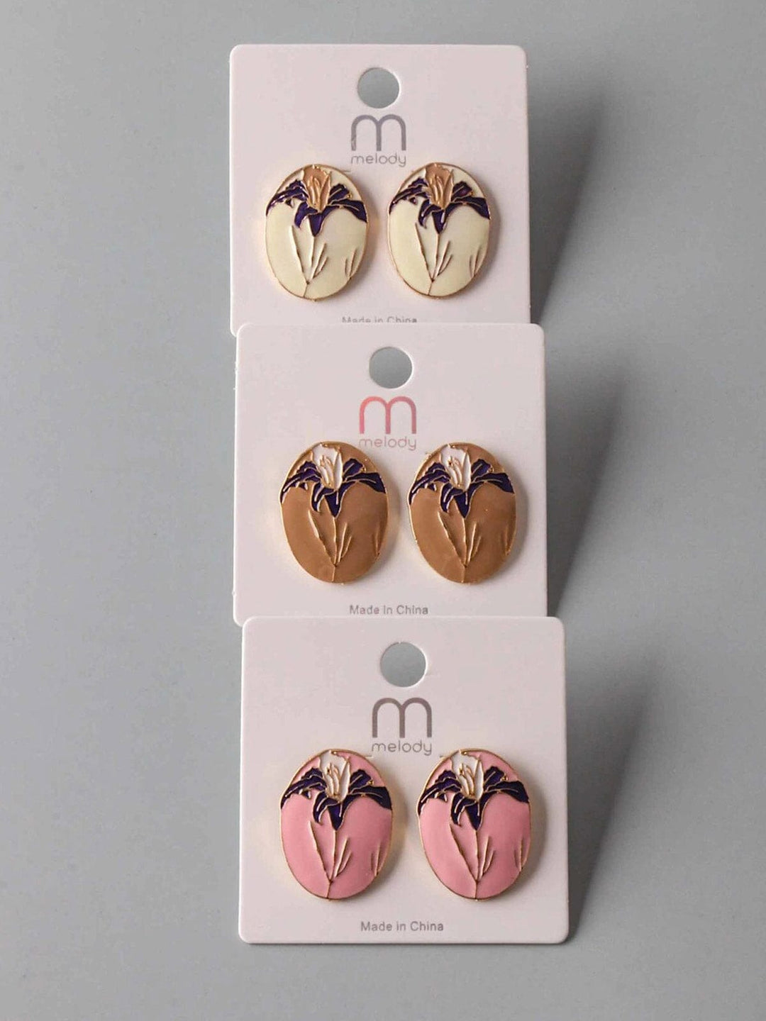 FASHION ASSORTED COLORS FLOWER EARRINGS